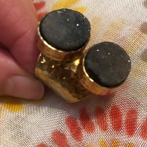 Druzy Crystal Hammered Gold Plated Ring